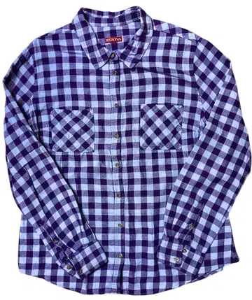 00s 플란넬 셔츠 체크 셔츠 퍼플 보라색