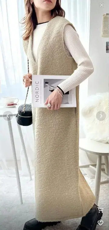 클래식 엘프  기모 슬리브리스 롱 원피스 점프 스커트