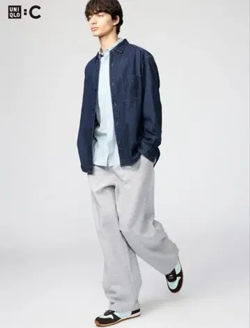 UNIQLO : C 맨투맨 와이드 팬츠 03 GRAY 남녀 공용 M