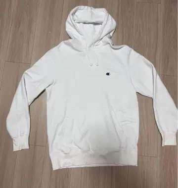 Champion 화이트 후드 부착 후드티