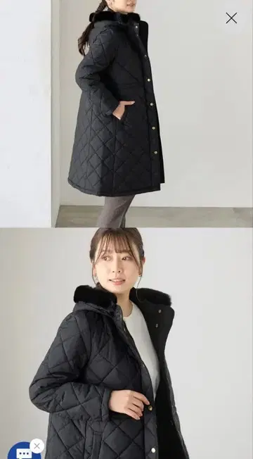 택 포함 퀼팅 코트 후드 탈부착 가능