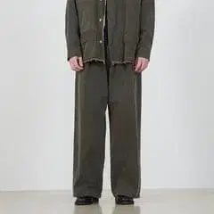 yoke cotton 1tuck wide leg baker pants