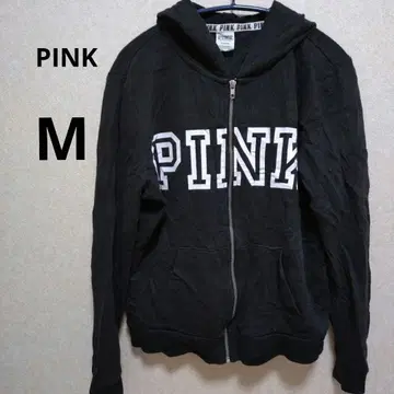 PINK 블랙 집업 후드티 M