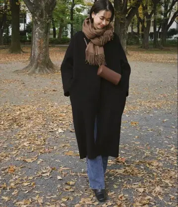 evernavy 리버 롱 코트 MT 블랙