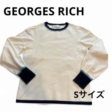 GEORGES RECH 아이보리 여성용 긴팔 니트 네이비 리브