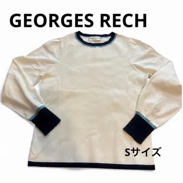GEORGES RECH 아이보리 여성용 긴팔 니트 네이비 리브