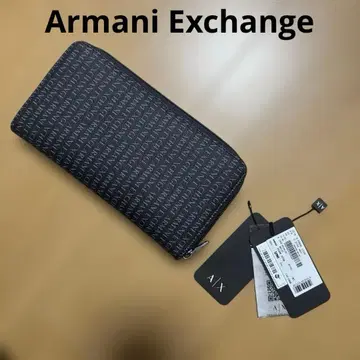 Armani Exchange 로고 장지갑 네이비 라운드 지퍼 23
