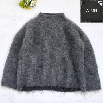 [ 새상품급 ] ATON 모헤어 샤기 보틀넥 풀오버 니트 그레이 M