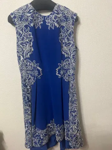 자수 장식 슬리브리스 무릎 기장 원피스