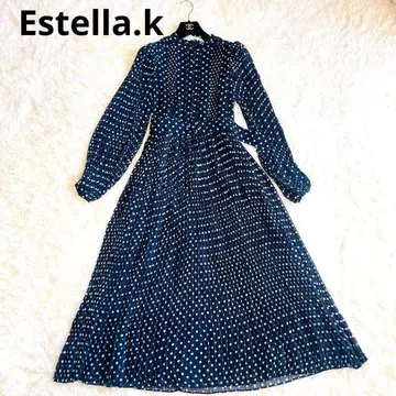 Estella.k 에스테라 플레어 플리츠 벨트 도트 원피스