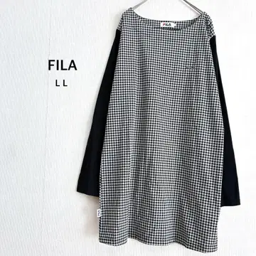 [휠라] 튜닉 티셔츠 L L 하운드투스 패턴 미니 원피스 빅 새상품급