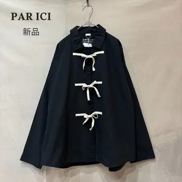 새상품 PAR ICI 팰리시 리본 셔츠 차이나 셔츠 블랙