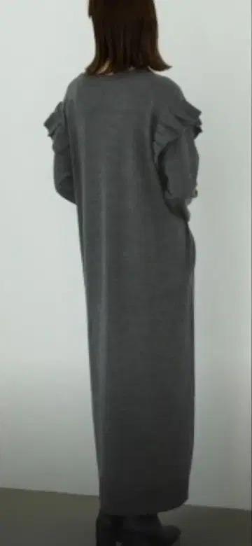 yuw 그레이 프릴 니트 롱 원피스