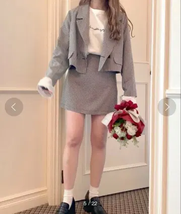 Heather 체크 무늬 셋업