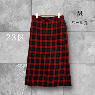 23구 스커트 울 혼방 체크 세미 플레어 고급 가을/겨울 캐주얼 38