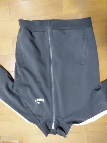 PUMA 풀 집업 저지 M 블랙/화이트