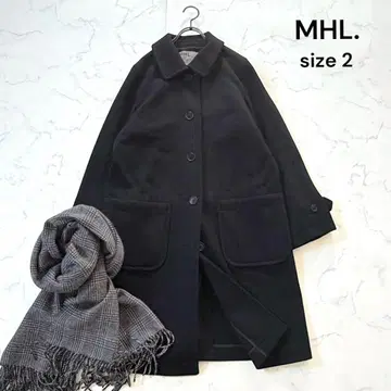 MHL. 베이직 멜튼 스텐카라 코트 블랙 울