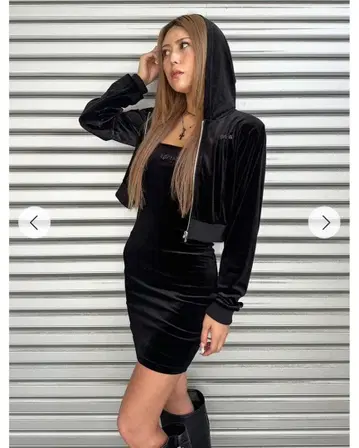 EGOIST 에고이스트 벨로아 후드티 벨로아 원피스 셋업