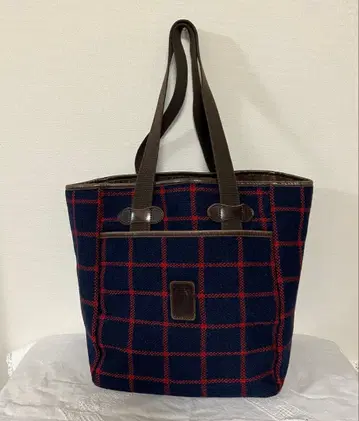 해리스 트위드 토트백 네이비