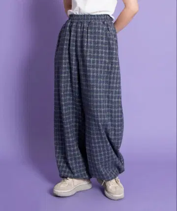 [ PUNYUS ] 체크 와이드 이지 팬츠