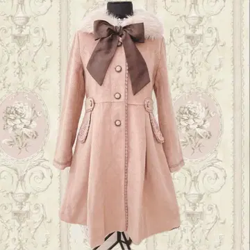 axes femme 뒷면 프릴 퍼 리본 코트 히메카지 y2k 로리