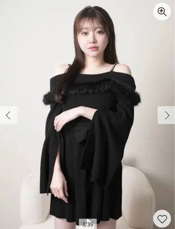 LIP SERVICE 주얼 체인 퍼 오프숄더 니트 원피스