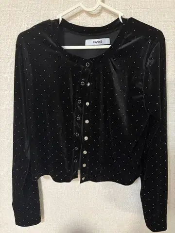 [ HANNE ] 샤이니 도트 벨로아 가디건