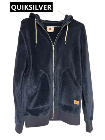 QUIKSILVER 플리스 지퍼 후드티 M 네이비 복슬복슬
