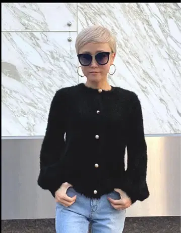 젠느 jenne 완판 소프트 모헤어 터치 가디건 코튼 펄 니트