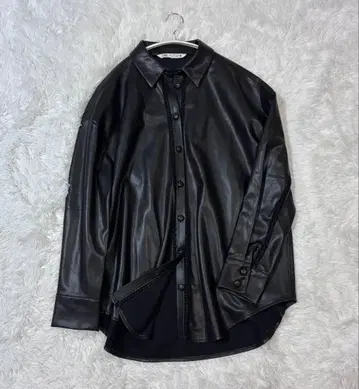 [ ZARA ] 인조 가죽 오버 사이즈 자켓 블랙 S