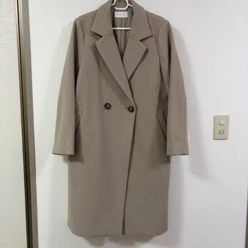 GLOBAL WORK 베이지 더블 버튼 롱 코트