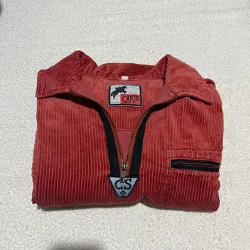 구제 의류 코듀로이 하프 지퍼 CAPITO 빨간색 상의 아우터