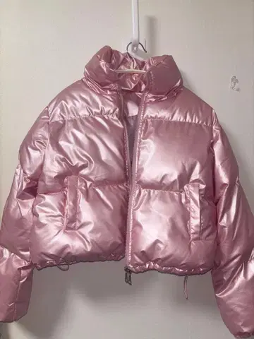 핑크 크롭 다운 자켓