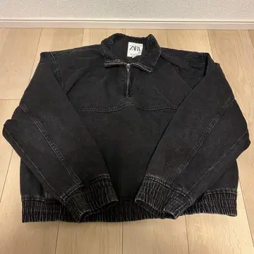 ZARA 블랙 하프 지퍼 자켓 데님 데님 자켓