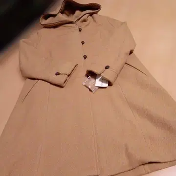 ESPOIR 후드 부착 베이지 롱 코트