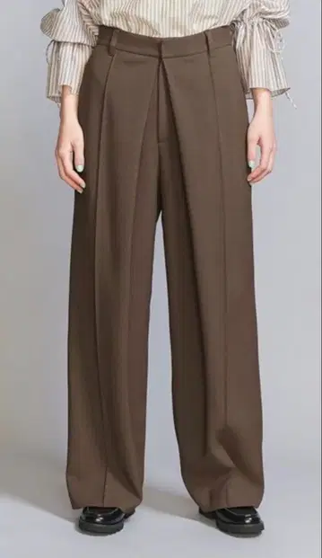 BEAUTY&YOUTH 프론트 턱 팬츠 브라운 M