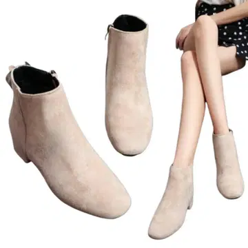 베이지 스웨이드 숏부츠 23 여성용 부티 가을 겨울 패션