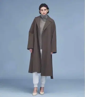 브라운 벨트 오버 사이즈 롱 코트