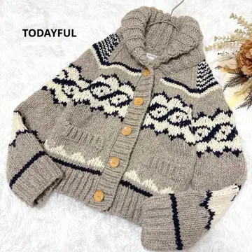 투데이풀 코위찬 니트 니트 가디건 노르딕 무늬 숄카라