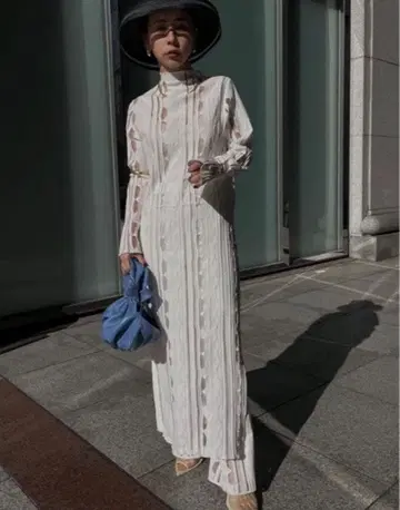 AMERI MEDI SHEER GEOMETRIC KNIT DRESS