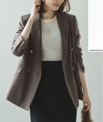 NOBLE 울 플라노 피크드 라펠 자켓 브라운 34