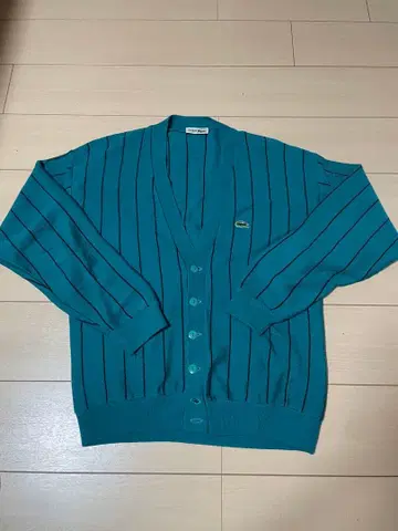 LACOSTE 터콰이즈 스트라이프 가디건