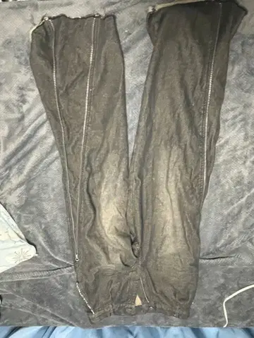 블랙 지퍼 팬츠 데님 빈티지
