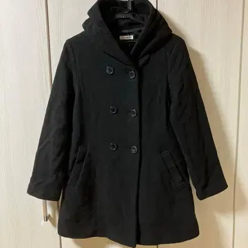 a.V.V standard 후드 부착 코트 블랙