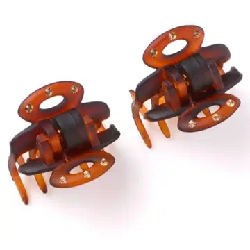 컴플렉스 비즈 돔 돌 클립 2개 세트 (브라운 믹스)