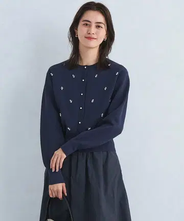 greenlabelrelaxing 도트 비쥬 니트 가디건