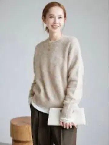 [ 새상품급 ] SLOBE IENA 폭스 캐시미어 니트 베이지