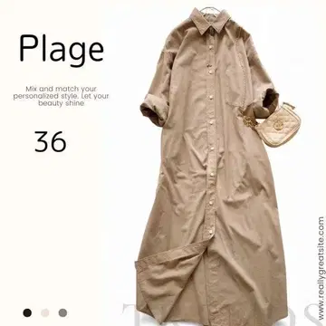 플라주 Plage 긴팔 셔츠 원피스 드롭 숄더 겉옷 넉넉한