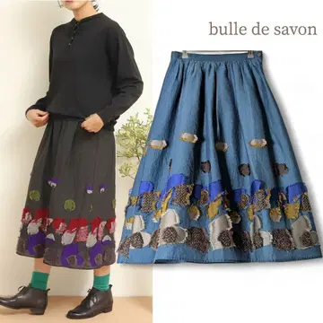 뷔르데사봉 / 일본제 정가 2만 5천 엔 자카드 스커트 블루그린