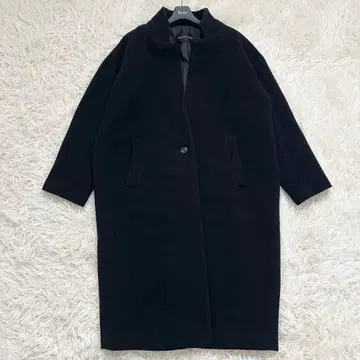 mizuiroind 미즈이로 인드 스탠드 카라 롱 울 코트 블랙